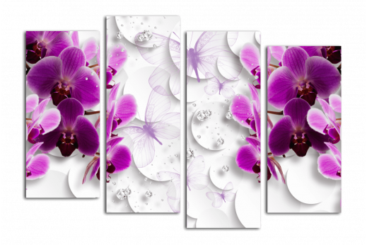 Модульная картина Орхидеи с бабочками