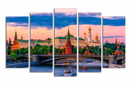 Модульная картина Закат на Москве-реке